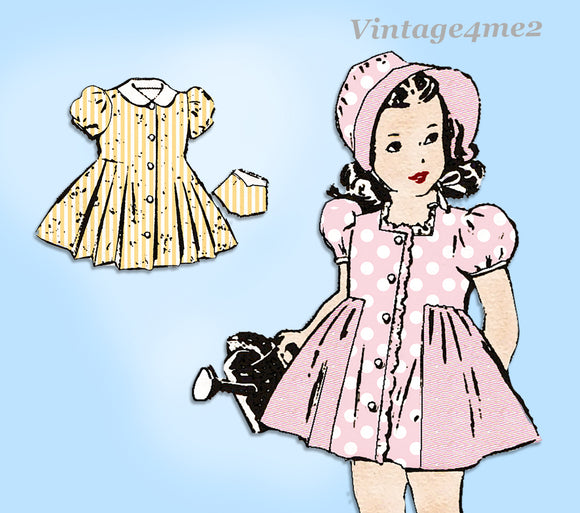 Fashion Service 2935: 1940s Uncut Toddler Girls Dress Sz4 Vintage Sewing Pattern