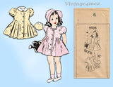 Fashion Service 2935: 1940s Uncut Toddler Girls Dress Sz4 Vintage Sewing Pattern