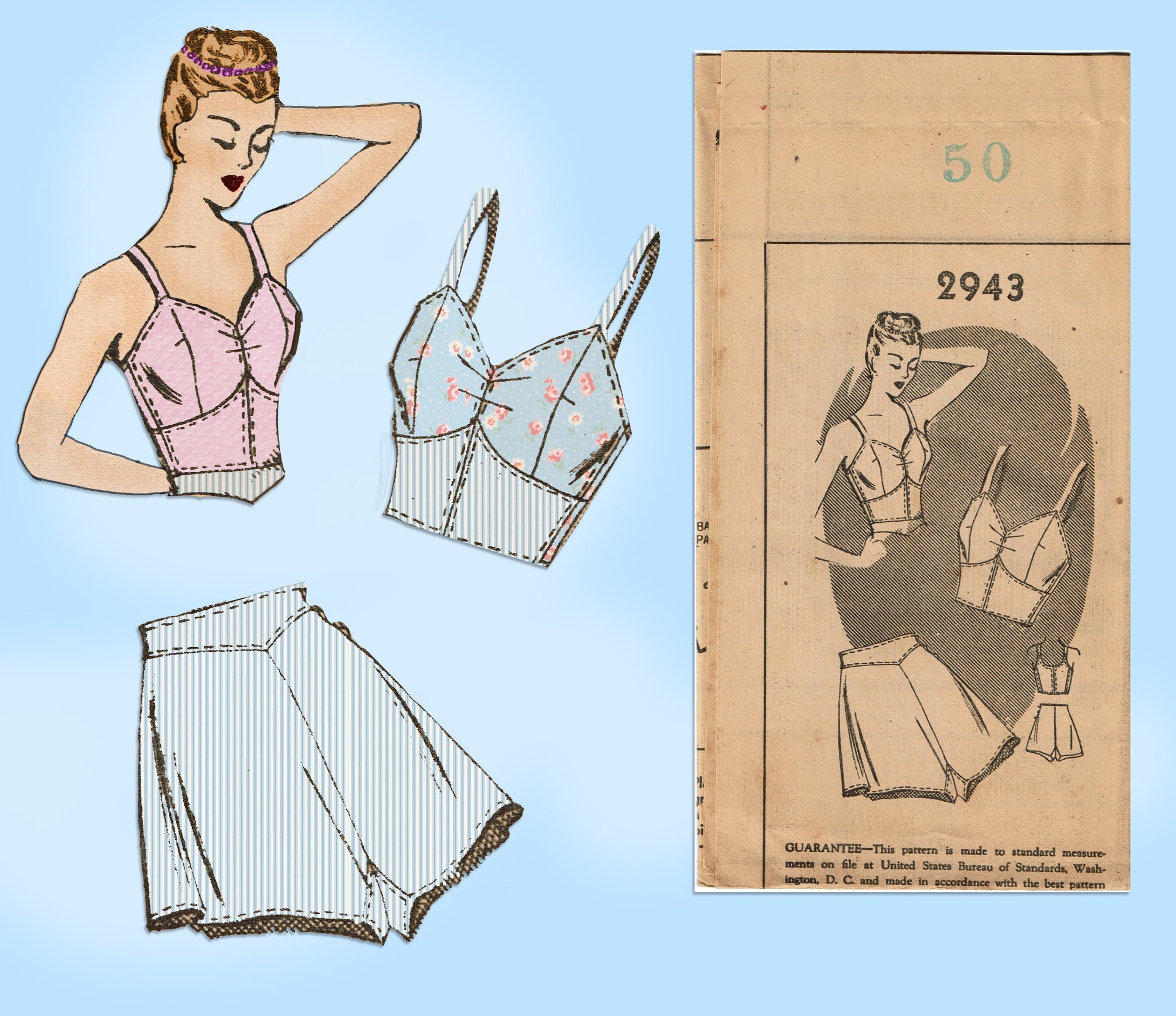 Mail Order 8936: 1940s Plus Size Slip 52 Bust Vintage Sewing