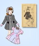 1930s Vintage Mail Order Sewing Pattern 3036 Toddler Girls Dress and Coat Sz 1