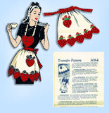 Mail Order 3084: 1950s Uncut Strawberry Apron Vintage Transfer Sewing Pattern