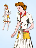 1940s Original Vintage Mail Order Pattern 3089 Misses WWII Shirtwaist Dress 32 B