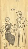 1950s Vintage Mail Order Sewing Pattern 3098 Misses 2 Pc Suit Pattern Sz 10 28B - Vintage4me2