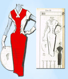 1950s Vintage Mail Order Sewing Pattern 311 Misses Sexy Wiggle Dress Size 12 30B