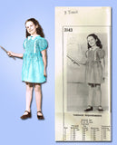 1940s Vintage Mail Order Sewing Pattern 3143 Uncut Toddler Girls Dress Size 3 - Vintage4me2