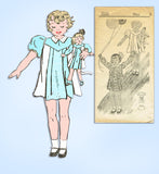 1930s Original Vintage Mail Order Pattern 3151 Toddler Girl & Doll Dress Size 4