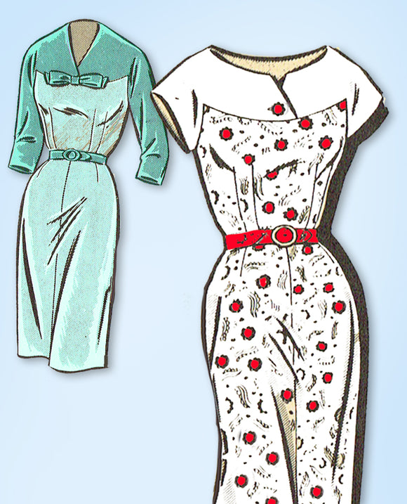 1940s Original Vintage Mail Order Pattern 1941 Plus Size Keyhole Dress 42 Bust