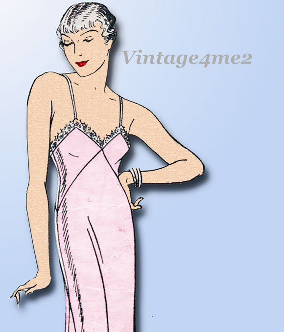 Mail Order 3416: 1930s Misses Bias Cut Slip Size 34 Bust Vintage Sewing Pattern