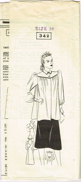 Mail Order 342: 1930s Misses Maternity Smock & Slip 34 B Vintage Sewing Pattern