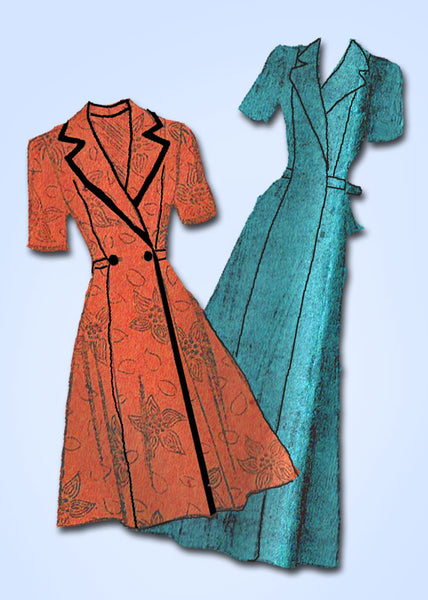 1940s Vintage Mail Order Sewing Pattern 3470 Uncut Misses Housecoat Sz 14 32B - Vintage4me2