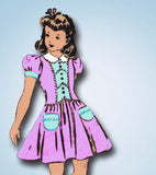 1940s Vintage Fashion Service Sewing Pattern 3546 WWII Little Girls Dress Size 8