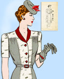 1940s Vintage American Weekly Sewing Pattern 3574 Plus Size WWII Dress 46 Bust - Vintage4me2