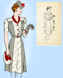 1940s Vintage American Weekly Sewing Pattern 3574 Plus Size WWII Dress 46 Bust - Vintage4me2