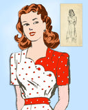 1940s Vintage Mail Order Sewing Pattern 3678 Uncut Misses Scalloped Dress Sz 30B