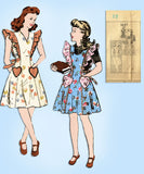1940s Vintage Mail Order Sewing Pattern 3681 Uncut WWII Girls Pinafore Dress 12 - Vintage4me2