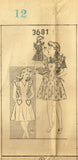 1940s Vintage Mail Order Sewing Pattern 3681 Uncut WWII Girls Pinafore Dress 12 - Vintage4me2