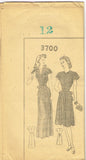 1940s Vintage Mail Order Sewing Pattern 3700 WWII Misses Evening Gown Sz 12 30B - Vintage4me2