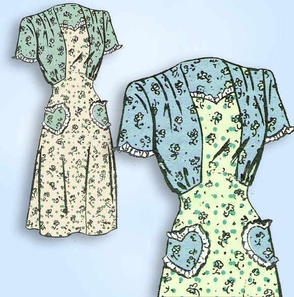 1940s Vintage Mail Order Sewing Pattern 3746 Stunning Misses Dress Sz 38 Bust