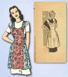 1940s Vintage Mail Order Sewing Pattern 3748 Misses Princess Apron Sz 36 38 Bust