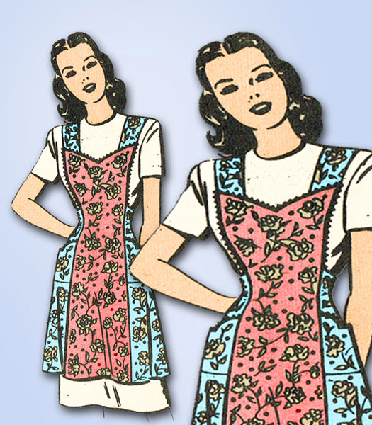 1940s Vintage Mail Order Sewing Pattern 3748 Misses Princess Apron Sz 36 38 Bust