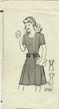 1940s Vintage Mail Order Sewing Pattern 3774 Uncut Misses Dress & Hat Sz 34 Bust