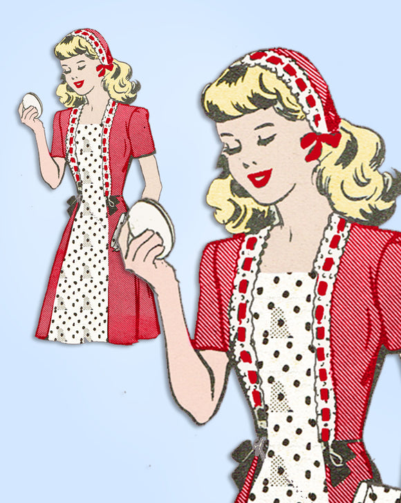 1940s Vintage Mail Order Sewing Pattern 3774 Uncut Misses Dress & Hat Sz 34 Bust