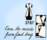 Mail Order 3787: 1940s Misses Feedsack Apron Sz 36-38 B Vintage Sewing Pattern