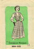 1950s Vintage American Weekly Sewing Pattern 3804 Uncut Misses Jumper Dress 31 B