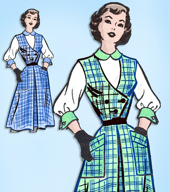 1950s Vintage American Weekly Sewing Pattern 3804 Uncut Misses Jumper Dress 31 B