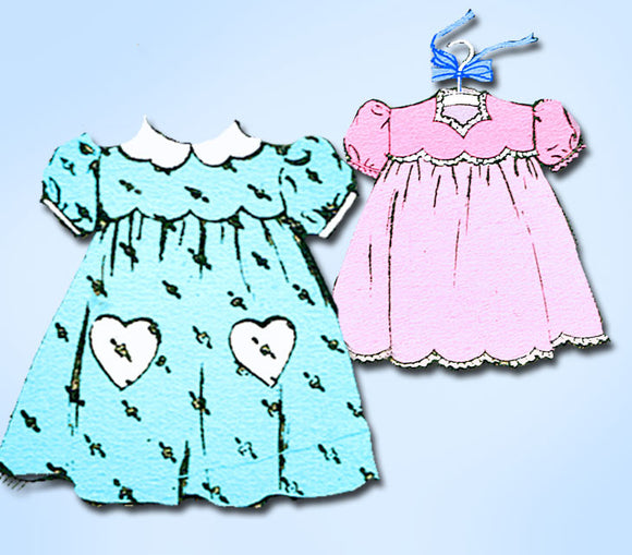 1940s Vintage Mail Order Sewing Pattern 3850 Uncut Baby Girls Scallop Dress Sz 2 - Vintage4me2