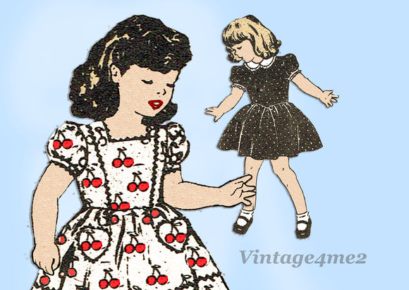 1940s Vintage Mail Order Sewing Pattern 3851 Baby Girls Dress Sz 1 - Vintage4me2