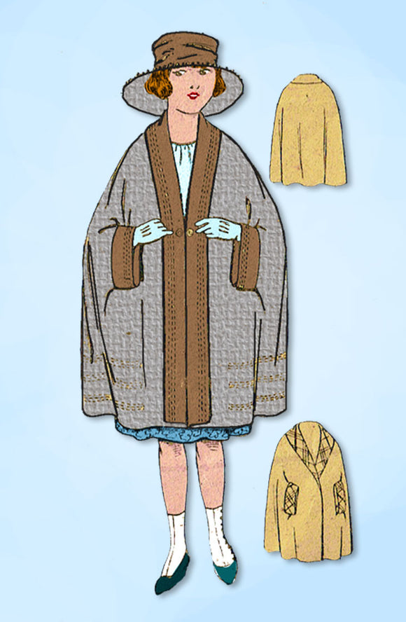 1910s Vintage Mail Order Sewing Pattern 3873 Uncut Girls Edwardian Cape Coat Sz8