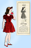 1940s Vintage Mail Order Sewing Pattern 4005 Uncut Girls Party Dress Size 12