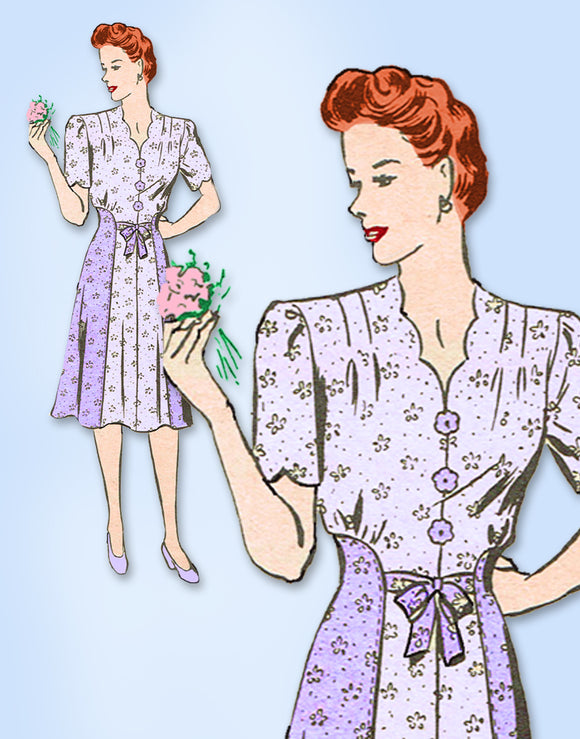 1940s Original Anne Adams Pattern 4106 Misses WWII Street Dress Size 34 Bust