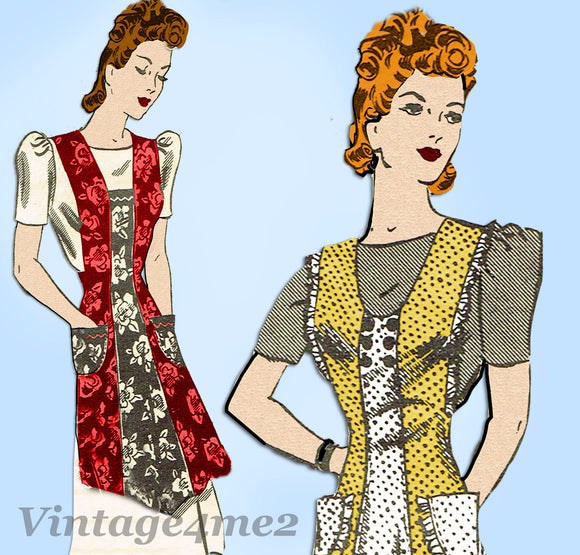 Anne Adams 4266: 1930s Farm Kitchen Apron Size 40-42 Bust Vintage Sewing Pattern - Vintage4me2