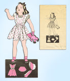 1940s Vintage Anne Adams Sewing Pattern 4330 Girls Pinafore Dress & Bonnet Sz 10