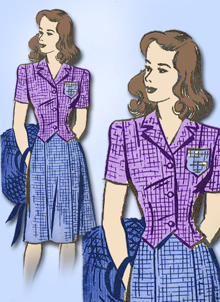1940s Vintage Anne Adams Sewing Pattern 4467 Misses WWII Suit Size 12 30B - Vintage4me2