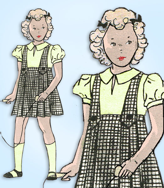 1930s Vintage Anne Adams Sewing Pattern 4503 Toddler Girls Skirt & Blouse Size 6