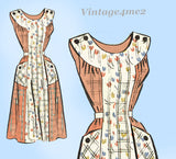 Anne Adams 4523: 1950s Pretty Misses Sun Dress Sz 38 B Vintage Sewing Pattern