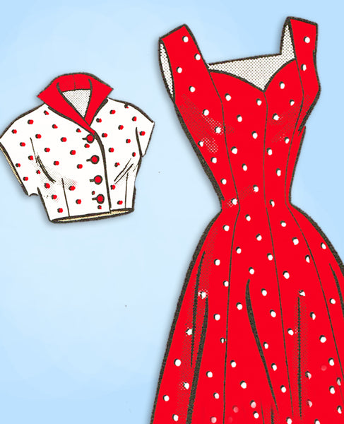 1950s Vintage Anne Adams Sewing Pattern 4543 Misses Princess Cut Sun Dress 36 B