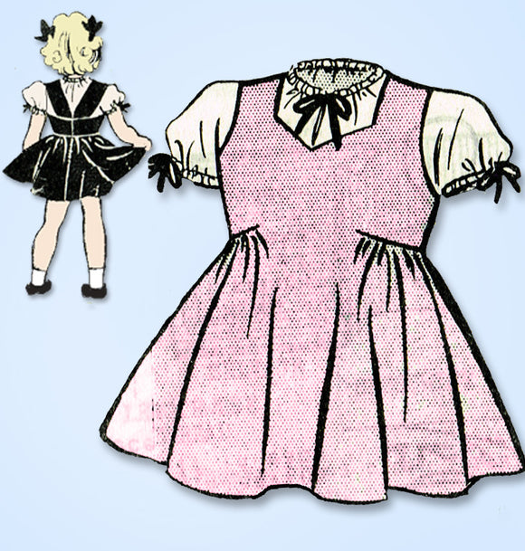 1940s Vintage Anne Adams Sewing Pattern 4561 Toddler Girls Jumper Dress Size 5
