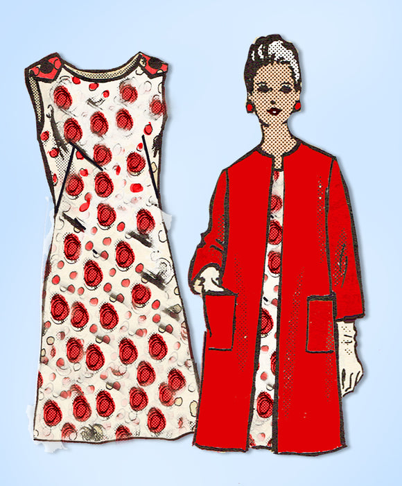 1960s Original Vintage Anne Adams Pattern 4576 Uncut Misses Dress and Coat 42B