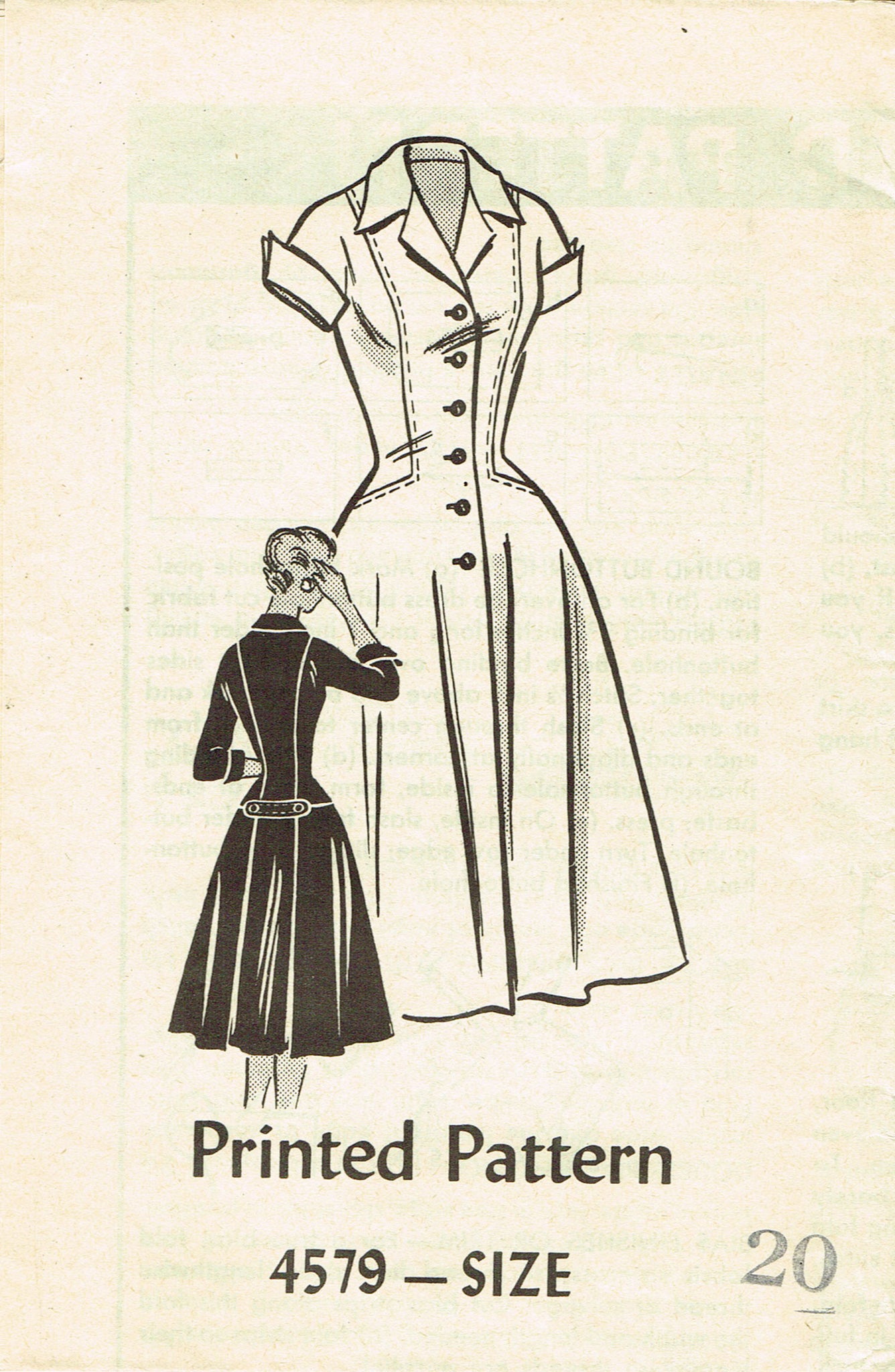 1950s Vintage Mail Order Sewing Pattern 4579 Rockabilly Dress Sz 40 B –  Vintage4me2