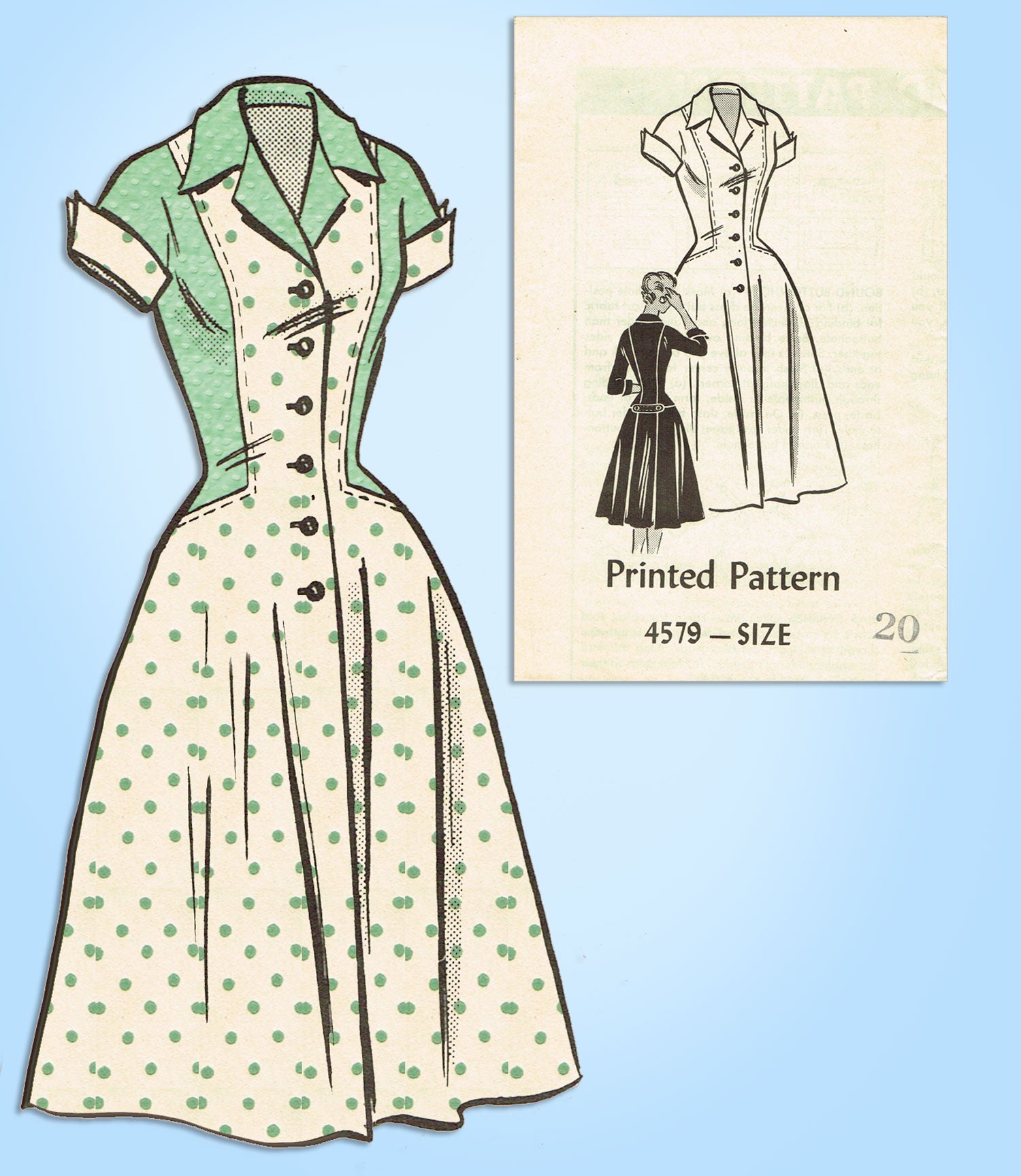 1950s Vintage Mail Order Sewing Pattern 4579 Rockabilly Dress Sz 40 B Vintage4me2 1950s Vintage Mail Order Sewing Pattern 4579 Rockabilly Dress Sz 40 B Vintage4me2