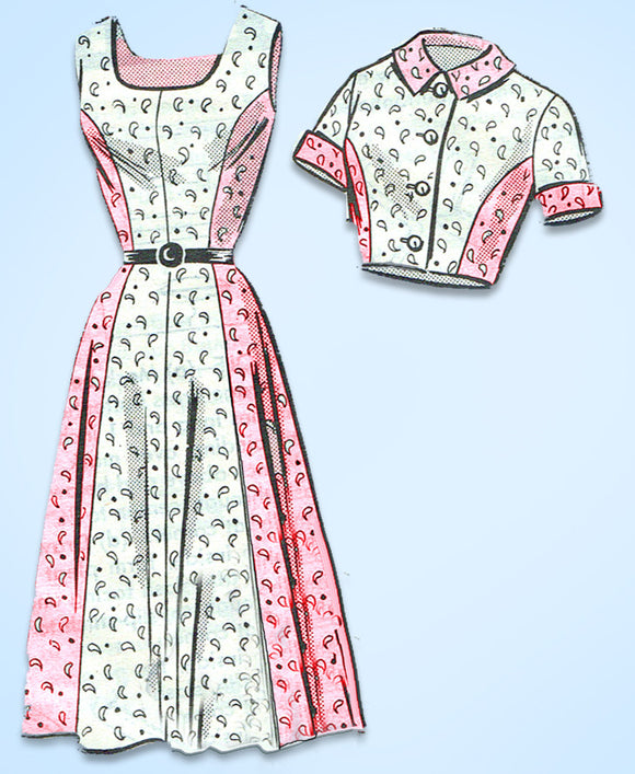 1950s Vintage Anne Adams Sewing Pattern 4580 Uncut Misses Sun Dress Size 39 Bust