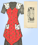 1940s Original Vintage Anne Adams Pattern 4599 Misses Farm Kitchen Apron Sz LRG