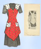 1940s Original Vintage Anne Adams Pattern 4599 Misses Farm Kitchen Apron Sz LRG