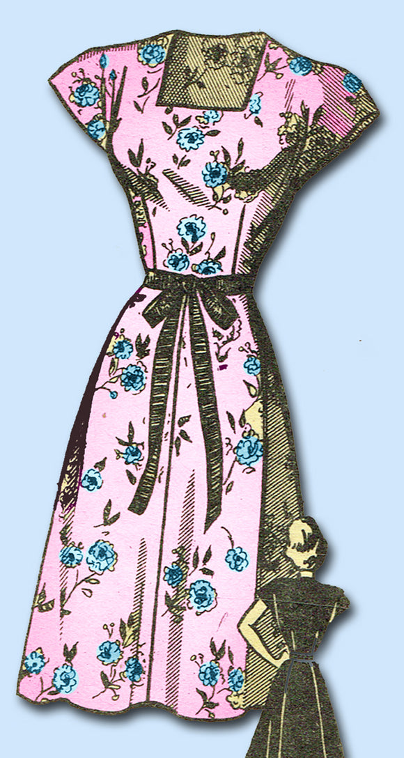 1940s Original Vintage Anne Adams Pattern 4617 Uncut Misses WWII Dress Sz 34 B