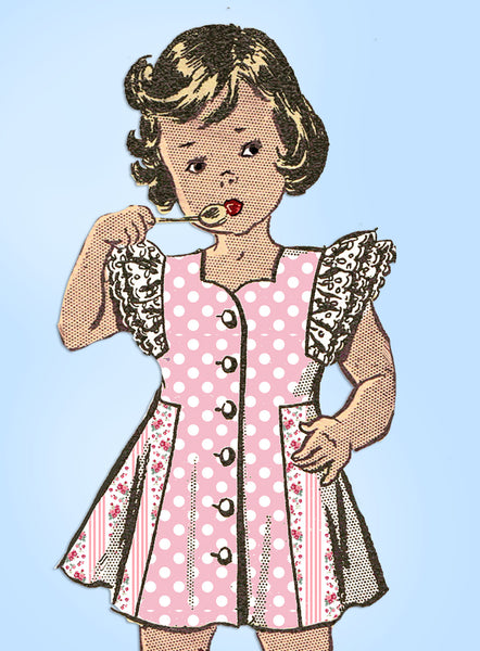 1940s Vintage Mail Order Sewing Pattern 4619 Very Easy Toddler Girls Dress Sz 4 - Vintage4me2