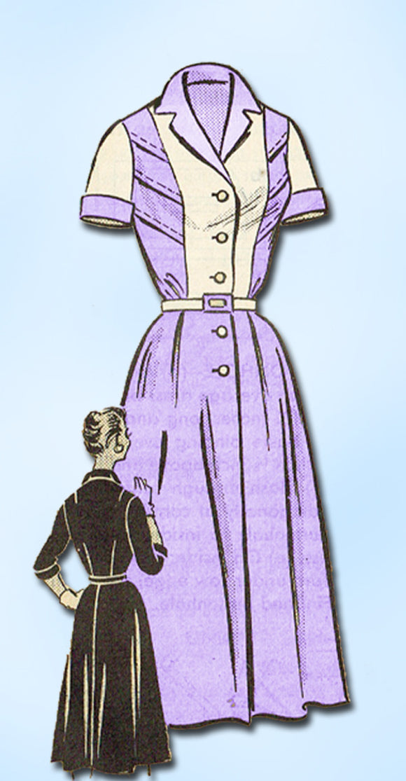1950s Vintage Anne Adams Sewing Pattern 4627 Misses Tucked Dress Size 37 Bust